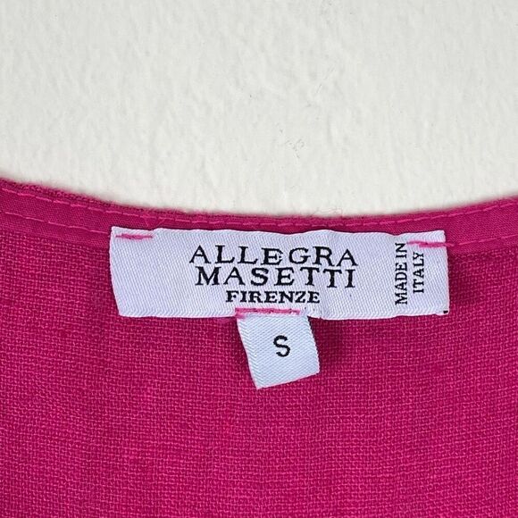 Allegra Masetti Firenze Fuchsia Pink Soft Linen Knee Length Summer Shift Dress S - Picture 4 of 7